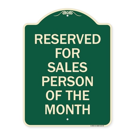Signmission Reserved for Salesperson of Month Heavy-Gauge Aluminum Architectural Sign, 24" x 18", G-1824-23174 A-DES-G-1824-23174